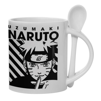Naruto uzumaki, Ceramic coffee mug with Spoon, 330ml (1pcs)