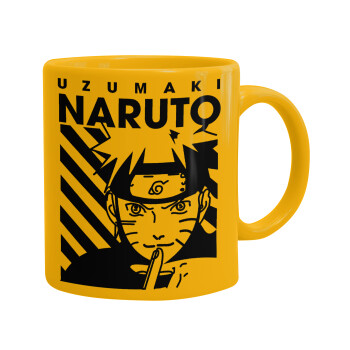Naruto uzumaki, Ceramic coffee mug yellow, 330ml (1pcs)