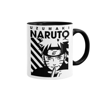 Naruto uzumaki, Κούπα χρωματιστή μαύρη, κεραμική, 330ml