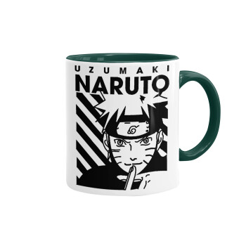 Naruto uzumaki, Κούπα χρωματιστή πράσινη, κεραμική, 330ml