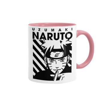 Naruto uzumaki, Mug colored pink, ceramic, 330ml