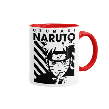 Naruto uzumaki, Κούπα χρωματιστή κόκκινη, κεραμική, 330ml