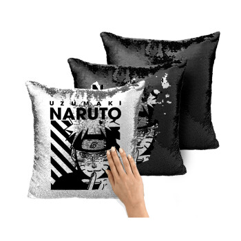 Naruto uzumaki, Μαξιλάρι καναπέ Μαγικό Μαύρο με πούλιες 40x40cm περιέχεται το γέμισμα