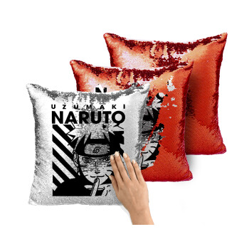 Naruto uzumaki, Μαξιλάρι καναπέ Μαγικό Κόκκινο με πούλιες 40x40cm περιέχεται το γέμισμα