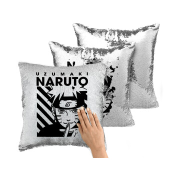 Naruto uzumaki, Μαξιλάρι καναπέ Μαγικό Ασημένιο με πούλιες 40x40cm περιέχεται το γέμισμα