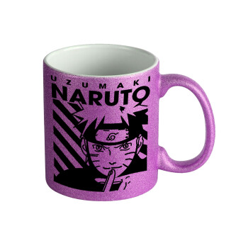 Naruto uzumaki, Κούπα Μωβ Glitter που γυαλίζει, κεραμική, 330ml