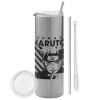 Tumbler stainless steel Silver 600ml, with metal straw & cleaning brush