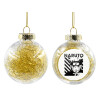Στολίδι Χριστουγεννιάτικη μπάλα δένδρου διάφανη με χρυσό γέμισμα 8cm