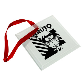 Naruto uzumaki, Χριστουγεννιάτικο στολίδι γυάλινο τετράγωνο 9x9cm