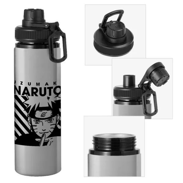 Naruto uzumaki — Μεταλλικό παγούρι νερού με καπάκι ασφαλείας, αλουμινίου 850ml