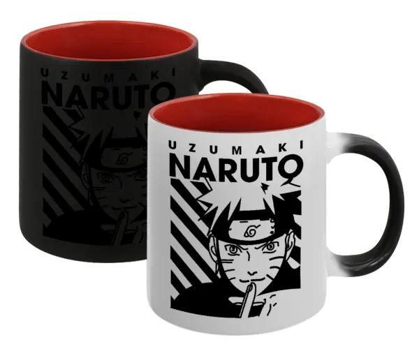 Naruto uzumaki — Κούπα Μαγική εσωτερικό κόκκινο, κεραμική, 330ml που αλλάζει χρώμα με το ζεστό ρόφημα