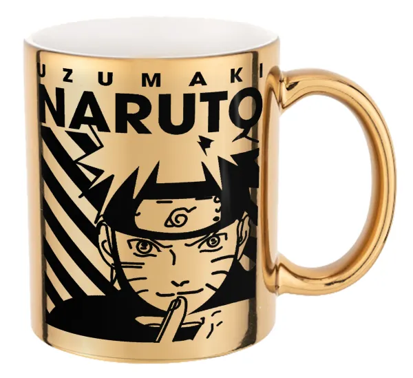 Naruto uzumaki — Κούπα κεραμική, χρυσή καθρέπτης, 330ml