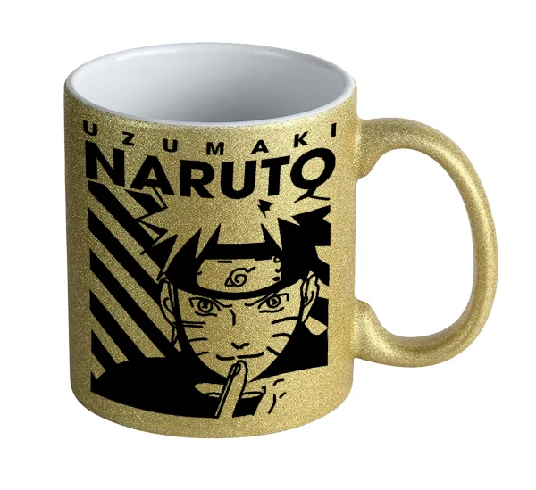 Naruto uzumaki — Κούπα Χρυσή Glitter που γυαλίζει, κεραμική, 330ml