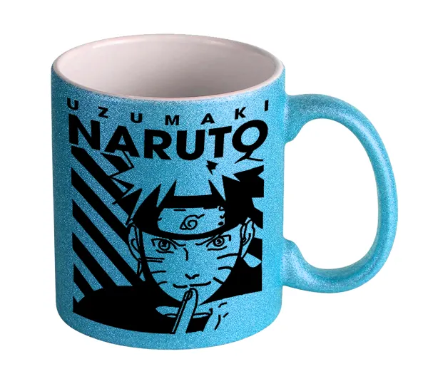 Naruto uzumaki — Light blue glitter mug that sparkles, ceramic, 330ml