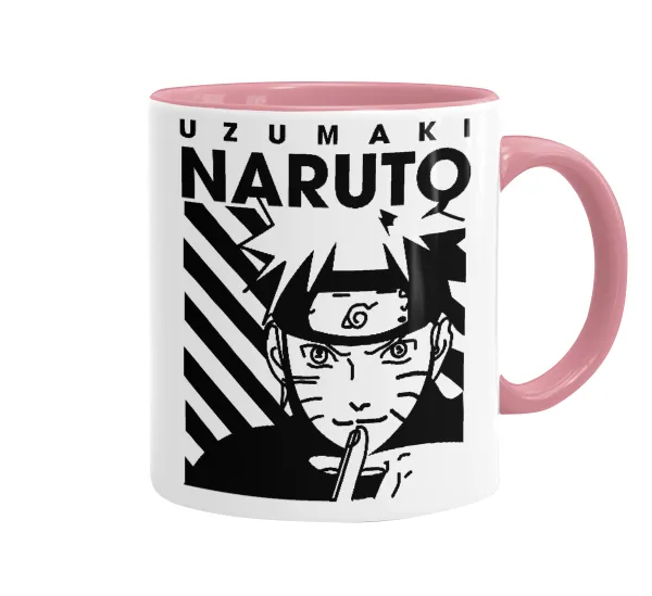 Naruto uzumaki — Κούπα χρωματιστή ροζ, κεραμική, 330ml