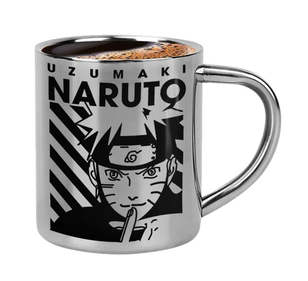 Naruto uzumaki — Double-wall metal cup for espresso (220ml)