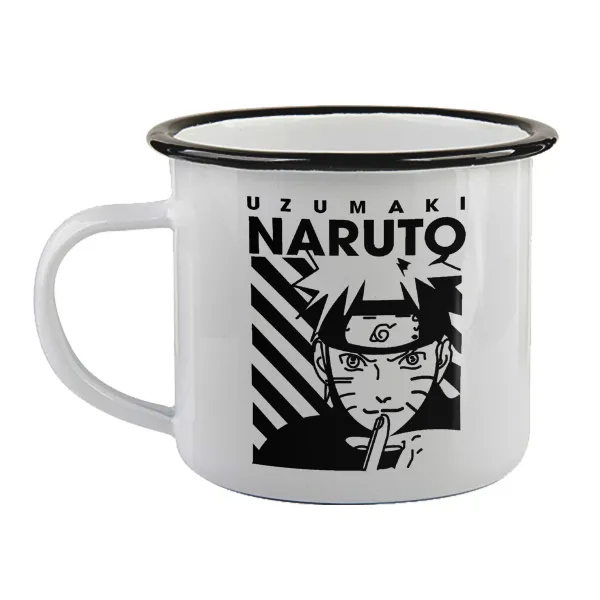 Naruto uzumaki — Enamel mug with black rim, 360ml