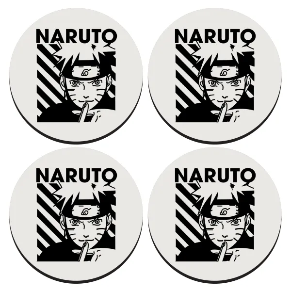 Naruto uzumaki — ΣΕΤ 4 Σουβέρ ξύλινα στρογγυλά (9cm)