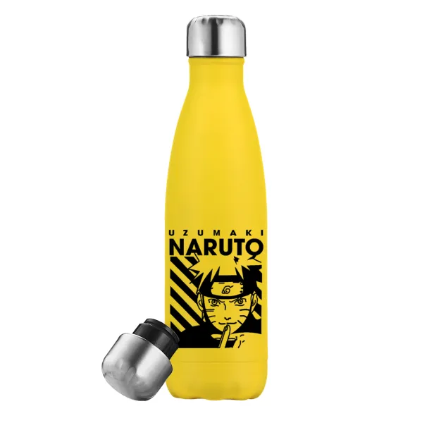 Naruto uzumaki — Μεταλλικό παγούρι θερμός Κίτρινος (Stainless steel), διπλού τοιχώματος, 500ml