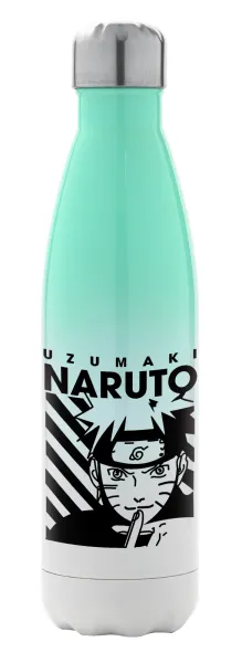 Naruto uzumaki — Μεταλλικό παγούρι θερμός Πράσινο/Λευκό (Stainless steel), διπλού τοιχώματος, 500ml