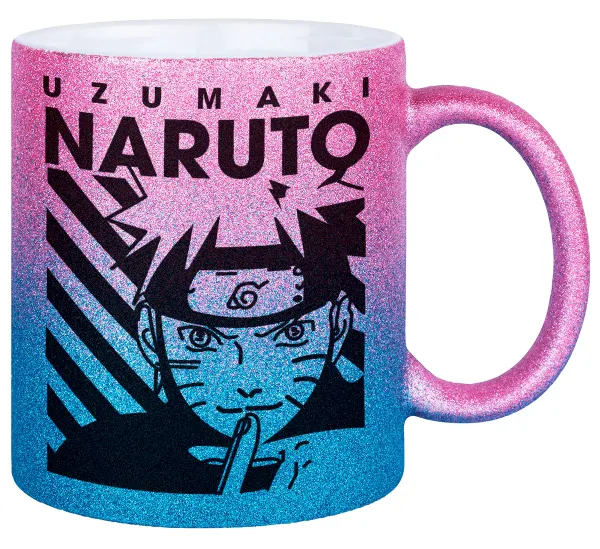 Naruto uzumaki — Κούπα Χρυσή/Μπλε Glitter, κεραμική, 330ml