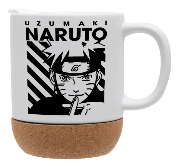 Naruto uzumaki — Κούπα, κεραμική με βάση φελού και καπάκι (ΜΑΤ), 330ml