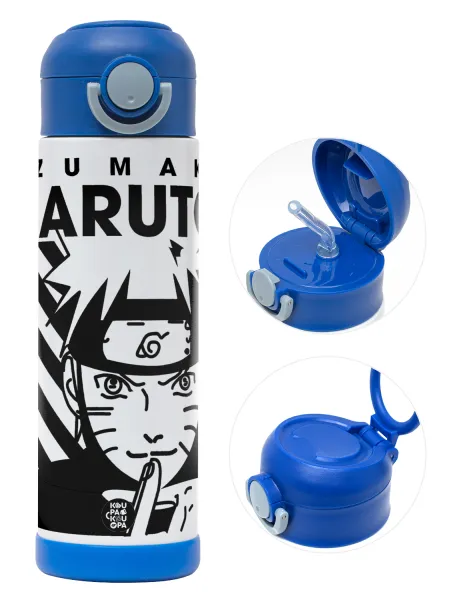 Naruto uzumaki — Παιδικό παγούρι θερμό, ανοξείδωτο, με καλαμάκι ασφαλείας, ΜΠΛΕ (500ml)