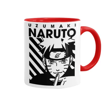 Naruto uzumaki, Κούπα χρωματιστή κόκκινη, κεραμική, 330ml