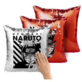 Naruto uzumaki, Μαξιλάρι καναπέ Μαγικό Κόκκινο με πούλιες 40x40cm περιέχεται το γέμισμα