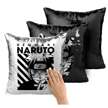 Naruto uzumaki, Μαξιλάρι καναπέ Μαγικό Μαύρο με πούλιες 40x40cm περιέχεται το γέμισμα