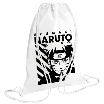 Naruto uzumaki, Τσάντα πλάτης πουγκί GYMBAG λευκή (28x40cm)