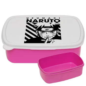 Naruto uzumaki, ΡΟΖ παιδικό δοχείο φαγητού (lunchbox) πλαστικό (BPA-FREE) Lunch Βox M18 x Π13 x Υ6cm