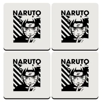 Naruto uzumaki, ΣΕΤ 4 Σουβέρ ξύλινα τετράγωνα (9cm)