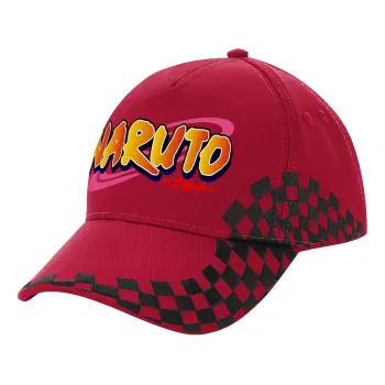 Naruto uzumaki, Καπέλο Ενηλίκων Ultimate ΚΟΚΚΙΝΟ/ΜΑΥΡΟ RACING με Σκρατς, (100% ΒΑΜΒΑΚΕΡΟ DRILL, ΕΝΗΛΙΚΩΝ, UNISEX, ONE SIZE)