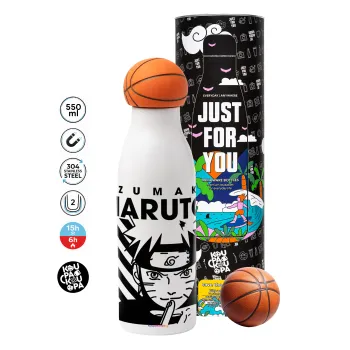 Naruto uzumaki, Μπάλα μπάσκετ μεταλλικό παγούρι θερμός, διπλού τοιχώματος, 550ml