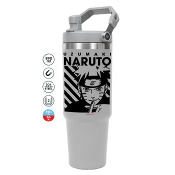 Naruto uzumaki, ΓΚΡΙ χρώματος Θερμός Ανοξείδωτο 890ml (30oz) με χερούλι