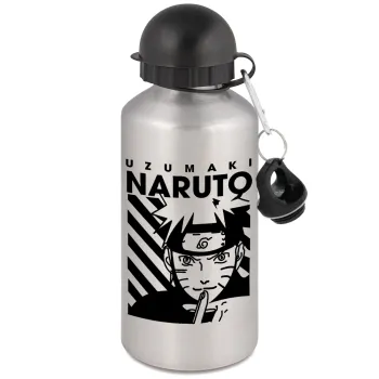 Naruto uzumaki, Metallic water jug, Silver, aluminum 500ml