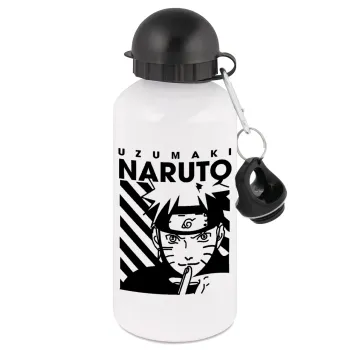 Naruto uzumaki, Μεταλλικό παγούρι νερού, Λευκό, αλουμινίου 500ml