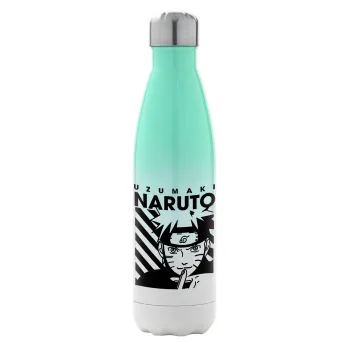 Naruto uzumaki, Metal mug thermos Green/White (Stainless steel), double wall, 500ml