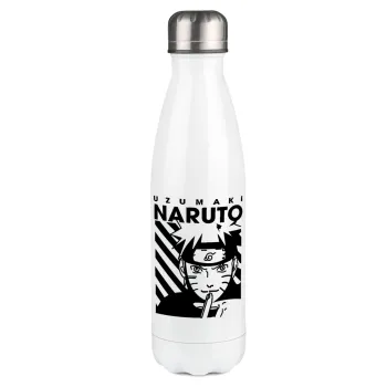 Naruto uzumaki, Metal mug thermos White (Stainless steel), double wall, 500ml