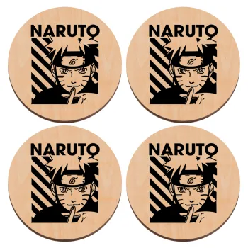 Naruto uzumaki, ΣΕΤ x4 Σουβέρ ξύλινα στρογγυλά plywood (9cm)