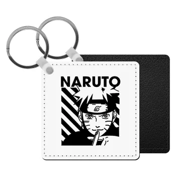 Naruto uzumaki, Μπρελόκ Δερματίνη, τετράγωνο ΜΑΥΡΟ (5x5cm)
