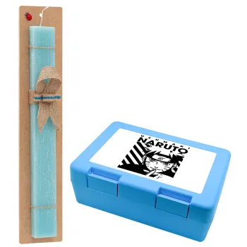 Naruto uzumaki, Easter Set, children's snack container BLUE & Easter aromatic flat candle (30cm) (TURQUOISE)