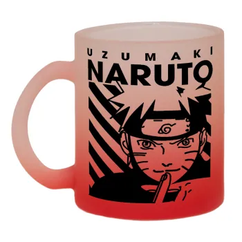 Naruto uzumaki, Κούπα γυάλινη δίχρωμη με βάση το κόκκινο ματ, 330ml