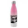 Μεταλλικό παγούρι θερμός Ροζ/Λευκό (Stainless steel), διπλού τοιχώματος, 500ml