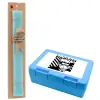 Easter Set, children's snack container BLUE & Easter aromatic flat candle (30cm) (TURQUOISE)