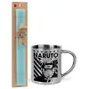 Easter Set, metallic thermal cup (300ml) & aromatic flat Easter candle (30cm) (TURQUOISE)