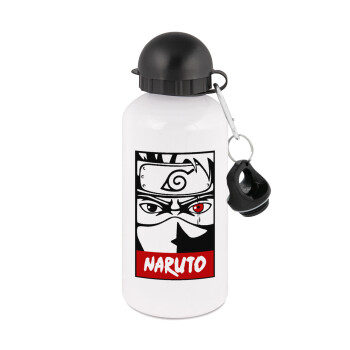Naruto anime, Metal water bottle, White, aluminum 500ml