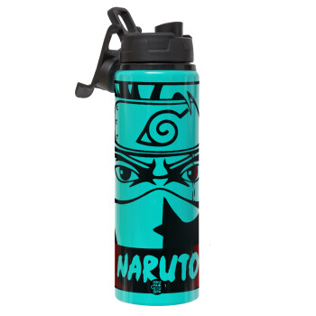 Naruto anime, Metallic water bottle with safety lid, 850ml aluminum