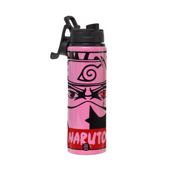 Naruto anime, Metallic water bottle with safety lid, 850ml aluminum